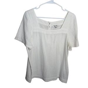 Madewell Blouse Women's Medium Gauze Square Neck Cottage Boho Shirt Top Casual